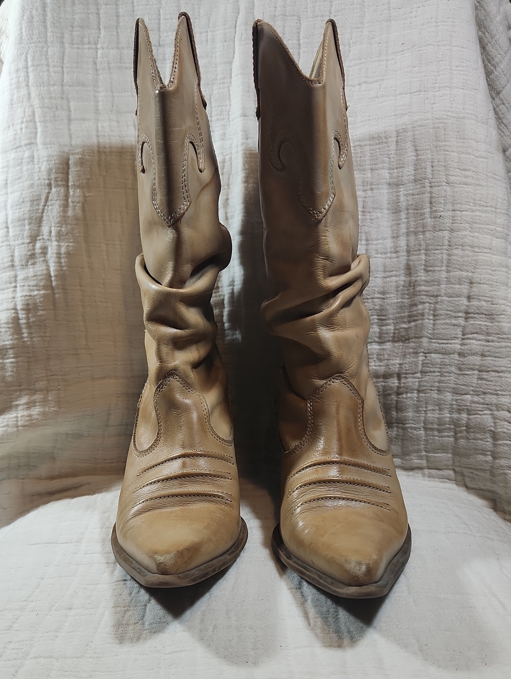 Aldo Slouchy Taupe Western Lace-Up Boots